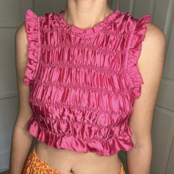 Pink Ruched Tops
